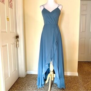 SORELLA VITA chiffon a bridesmaid gown in Arctic Blue maxi dress size 8